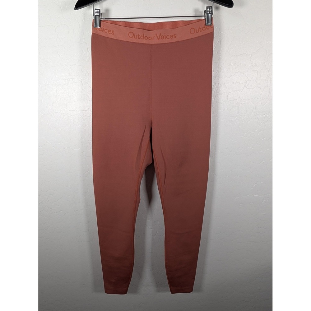Outdoor‎ Voices Leggings Womens Medium Orange Ankle Logo Waist Stretch Yoga